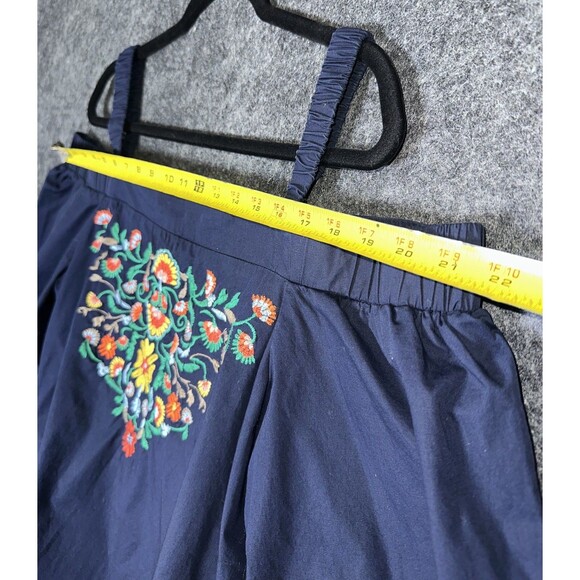 Democracy Top Womens Large Blue Off Shoulder Floral Embroidered Boho Modern - Picture 3 of 6